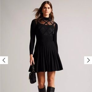 Ted Baker Fyonah skater dress, sheer argyle insert.